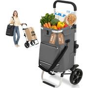 3 in1 Einkaufstrolley Faltbar, Trolley Groß 60 Liter, Höhenverstellbarer Griff, Einkaufswagen Mit Kühlfach, Einkaufstasche Mit Rollen, Klappbarer Shopper, Klappbar Tasche Abnehmbar, Einkaufsroller, Ha