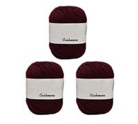 3 Knäuel, 100 % mongolisches Kaschmirgarn, luxuriöses Handstrickgarn, reines Kaschmir-Kegelgarn, Heimbedarf zum Stricken, Häkeln, Basteln, insgesamt 150 g (rote Blume)