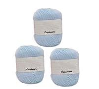 3 Knäuel, 100 % mongolisches Kaschmirgarn, luxuriöses Handstrickgarn, reines Kaschmir, Kegelgarn, Heimbedarf zum Stricken, Häkeln, Handwerk, insgesamt 150 g (Hellblau)