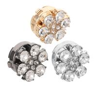 3 Manschettenknöpfe mit Strass, Legierung, für Blusen und Mäntel | Vintage Eleganz, Weihnachten Event, 3 Stück, Elegante Box, Gold Silber Schwarz