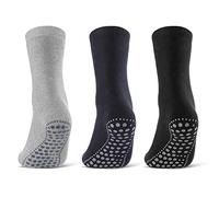 3 oder 6 Paar ABS Socken Herren Damen Anti Rutsch Socken Baumwolle 8600 WP (Schwarz Blau Grau 3 Paar 47-50)