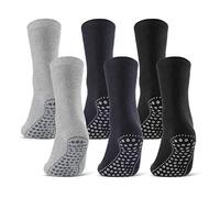 3 oder 6 Paar ABS Socken Herren Damen Anti Rutsch Socken Baumwolle 8600 WP (Schwarz Blau Grau 6 Paar 35-38)