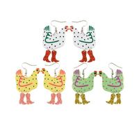 3 Paar Hahn-Ohrringe, Acryl-Ohrringe, Lustige Gepunktete, Seltsame Geschenke, Neuartige, Lustige Geschenke, Cartoon, Geeignet Für Geburtstage, Maskerade-Partys