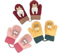 3 Paar Kinder Winter Handschuhe, Cartoon Kinder Winter Handschuhe Fäustlinge, Warme Strick Handschuhe für Kleinkinder Jungen Mädchen Für Alter 2-5 Jahre