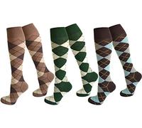 3 Paar Kniestrümpfe für Mädchen und Damen (Karo Design) Farbe Farbset 3 Größe 43-46