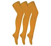 3 Paar Multipack Damen farbige undurchsichtige 80 Denier Strumpfhosen | Sock Snob | einfarbige Blockfarbe Strumpfhosen - Senf M