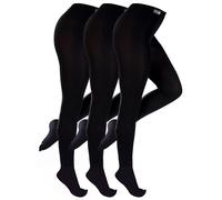 3 Paar Multipack Damen Thermostrumpfhosen | THMO | Schwarz Winter Fleece gefütterte Strumpfhosen für Damen - Schwarz M