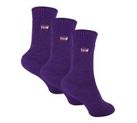 3 Paar Multipack Kinder Thermosocken | THMO | Gerippte weiche Oberseite Fleece Flauschige Innenseite Warme Socken für Jungen & Mädchen - Lila EU 37-39,5