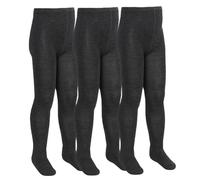 3 Paar Multipack Mädchen Bambus-Schulstrumpfhosen | Sock Snob | Footed Soft Plain Strumpfhosen in Schwarz, Grau, Weiß, Marineblau - Grau 2-3A / 92-98cm