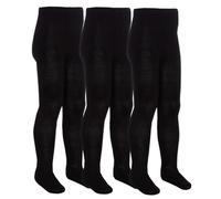 3 Paar Multipack Mädchen Bambus Schulstrumpfhosen | Socken Snob | Fußende weiche einfarbige Strumpfhosen in Schwarz, Grau, Weiß, Marineblau - Schwarz 3-4A / 98-104cm