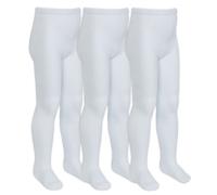 3 Paar Multipack Mädchen Bambus Schulstrumpfhosen | Socken Snob | Fußende weiche einfarbige Strumpfhosen in Schwarz, Grau, Weiß, Marineblau - Weiß 3-4A / 98-104cm