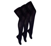 3 Paar Multipack Mädchen Schulstrumpfhosen | Wärmehalter | Einfarbige blickdichte Strumpfhosen für Mädchen - Schwarz 3-4A / 98-104cm