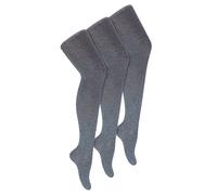 3 Paar Multipack Mädchen Schulstrumpfhosen | Wärmehalter | Einfarbige blickdichte Strumpfhosen für Mädchen - Grau 11-12A / 146-152cm