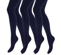 3 Paar Multipack Mädchen Thermostrumpfhosen für den Winter | Wärmehalter | Kinder Fleece isolierte undurchsichtige Strumpfhosen - Navy 7-8A / 122-128cm