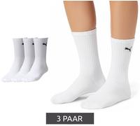 3 Paar PUMA gepolsterte Damen Crew-Socken dickere Business-Strümpfe Baumwoll-Socken Kinder Alltags-Socken lange Strümpfe 7308 300 Weiß 35-38