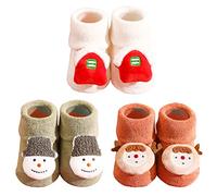 3 Paare Baby Socken 0-6 Monate Unisex, Babysocken Mädchen & Junge Antirutsch Winter, Anti Rutsch Socken Baby 12-18 Monate, Erstlingssocken Neugeborene Wolle, Babysachen Häkeln Plüsch Socken (B, M)
