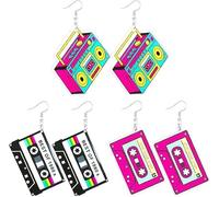 3 Paare Neon Ohrringe Damen,Neon Ohrringe,Ohrringe 80er Style,Ohrringe Creolen Neon,Neon Ohrringe Acryl,Passend für 80er 90er Party, Karneval, Disco Party Kostüm Zubehör/A