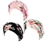3 Pack Women Printed Bandana Hat Headgear Cover Chemo Cancer Beanie Hat Headgear