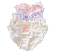 3 Packungen japanische Lolita Anime Bikini Höschen Sexy Spitze Slips für Frauen Dienstmädchen Cosplay Dessous Panty, Mehrfarbig, M