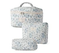 3 Pcs Reise-Kosmetiktasche-Set (Orchideenmuster), Kulturtasche, Make up Tasche für Damen in DREI Größen: Groß, Mittel, Klein