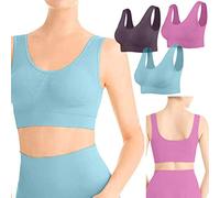 3 PCS Sport BH Rückenfrei Damen Gepolstert Push up Scrunch BH Ohne Bügel V Ausschnitt Geraffte Backless Halt Sport Bra Gym Crop Top für Yoga Fitness Workout