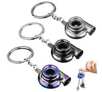 3 pcs Turbo Schlüsselanhänger, Schlüsselanhänger Für Turbolader Metall, Spinning Turbo Keychain Kreativer Schlüsselring Schlüsselanhänger Hängender Anhänger