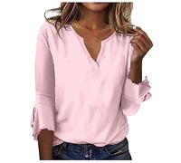 3 Quarter Sleeve Tops for Women Casual Shirts musselin Hemd Damen Langarmshirts hemdbluse Bluse elegant