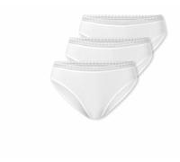 Schiesser Damen Slip Rio im 3er Pack - Größe 42 in Weiß - Atmungsaktive Baumwollslips mit Spitzenbändern am Bund - Elastisches Single-Jersey - Bequeme Unterwäsche mit komfortablem Sitz