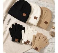 3 Sets Baby Neutral Herbst/Winter Lässig Auto-Logo Strickmütze und Handschuhe Set, Kälteschutz und warm (3 Mützen + 3 Paar Handschuhe)