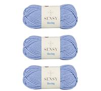 3 Skeins of Sensy Roving Yarn, 3.5 oz, 132 Yards, Gauge 5 Bulky (Baby Blue)