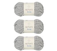 3 Skeins of Sensy Roving Yarn, 3.5 oz, 132 Yards, Gauge 5 Bulky (Light Gray Heather)