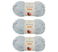 3 Skeins of Sensy Velvet Yarn for Crocheting, Baby Blanket Yarn, Chenille Yarn, Amigurumi Yarn, 3.5 oz, 132 Yards, Gauge 5 Bulky (Moonlight)