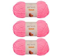3 Skeins of Sensy Velvet Yarn for Crocheting, Baby Blanket Yarn, Chenille Yarn, Amigurumi Yarn, 3.5 oz, 132 Yards, Gauge 5 Bulky (Sugar Pink)