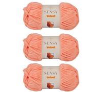 3 Skeins of Sensy Velvet Yarn for Crocheting, Baby Blanket Yarn, Chenille Yarn, Amigurumi Yarn, 3.5 oz, 132 Yards, Gauge 5 Bulky (Salmon)