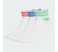 3-Streifen Ankle Socken, 3 Paar White / Lucid Blue / Screaming Green 43-45