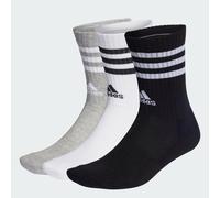 3-Streifen Cushioned Crew Socken, 3 Paar Medium Grey Heather / White / Black / White 40-42