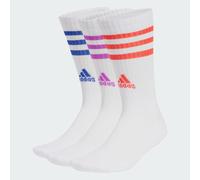 3-Streifen Cushioned Crew Socken, 3 Paar White / Semi Lucid Blue / Purple Burst / Bright Red 34-36