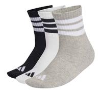 adidas Unisex 3 STRIPES CUSHIONED SPORTSWEAR MID CUT SOCKS 3 PAIR PACK, medium grey heather/white/black, 6.5-8