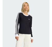 Langarmshirt ADIDAS ORIGINALS "3S LONGLSEEVE", Damen, Gr. M, schwarz (schwarz, weiß), Obermaterial: 93% Baumwolle, 7% Elasthan, Rundhals, Shirts Langarmshirt (43859223-M) schwarz, weiß