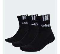 adidas Unisex 3-Stripes Linear Half-Crew Cushioned Socks 3 Pairs, black/white, 8.5-10