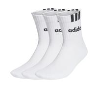 3-Streifen Linear Half-Crew Cushioned Socken, 3 Paar White / Black 40-42