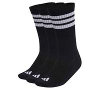 adidas Unisex Socken, 3er Pack - 3-Stripes Cushioned Sportswear Crew Socks, Logo, Streifen, gepolstert Schwarz 46-48