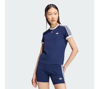 T-Shirt ADIDAS ORIGINALS "3-STREIFEN SLIM", Damen, Gr. XXL, night indigo, weiß, Obermaterial: 93% Baumwolle, 7% Elasthan, Rundhals, Shirts T-Shirt, sanft anliegende Passform, ohne Verschluss, für spor