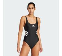 Adidas Women's 3 Stripes U-Back Swimsuit, Black/White, 34