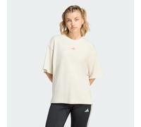T-Shirt ADIDAS SPORTSWEAR "W 3SS GFX TEE2", Damen, Gr. L, beige (chalk weiß meliert), Obermaterial: 100% Baumwolle, normal, Rundhals, Shirts T-Shirt, Print T-Shirt, locker geschnitten (41044326-L) cha