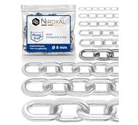 3 Stück 100cm = 1 meter 8mm starke Absperrkette Meterware V4A Kette Edelstahl kurzgliedrig am Stück Stahlkette A4 DIN 56856 Edelstahl Kette Metall DIN 766 rostfreie Gliederkette Edelstahl Ketten 1m