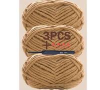 3 Stück/150g Warm Garn Set, inklusive Strickwerkzeuge und Farbmarkierer, handgemachtes DIY mitteldickes Garn, 50g/50m Eisgarn Knäuel, zum Stricken von