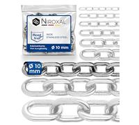 3 Stück 25cm = 0,25 meter 10mm starke Stahlkette Meterware V4A Edelstahl Ketten kurzgliedrig am Stück Gliederkette A4 DIN 56856 Ankerkette DIN 766 rostfreie Metallkette Schlüsselkette 0,25m