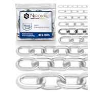 3 Stück 50cm = 0,5 meter 6mm starke Schaukel Ketten Meterware V4A Stahlkette kurzgliedrig am Stück Edelstahl Ketten A4 DIN 56856 Gliederkette DIN 766 rostfreie Ankerkette Metallkette 0,5m