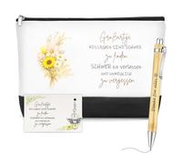 3 Stück Abschiedsgeschenk Kollegen Kollegin Set,Kosmetiktasche mit Spruch,Kugelschreiber,Schutzengel Schlüsselanhänger & Dankeskarte,Kleines Dankeschön Geschenk für Jobwechsel Ruhestand (Kollegen)